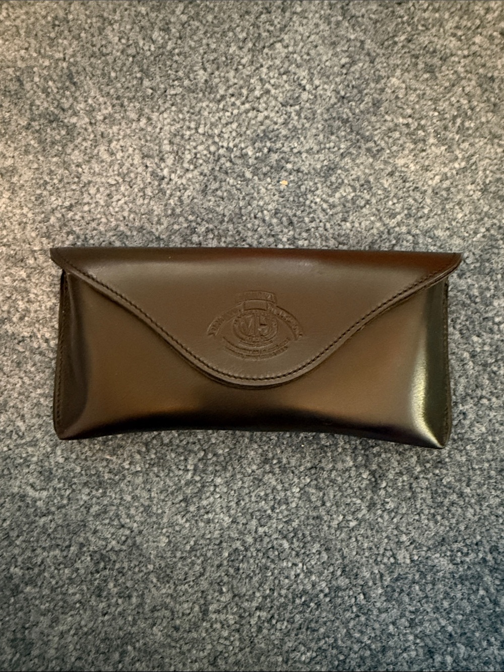 Ghurka Black Leather Flap-Over Eyeglass Case
